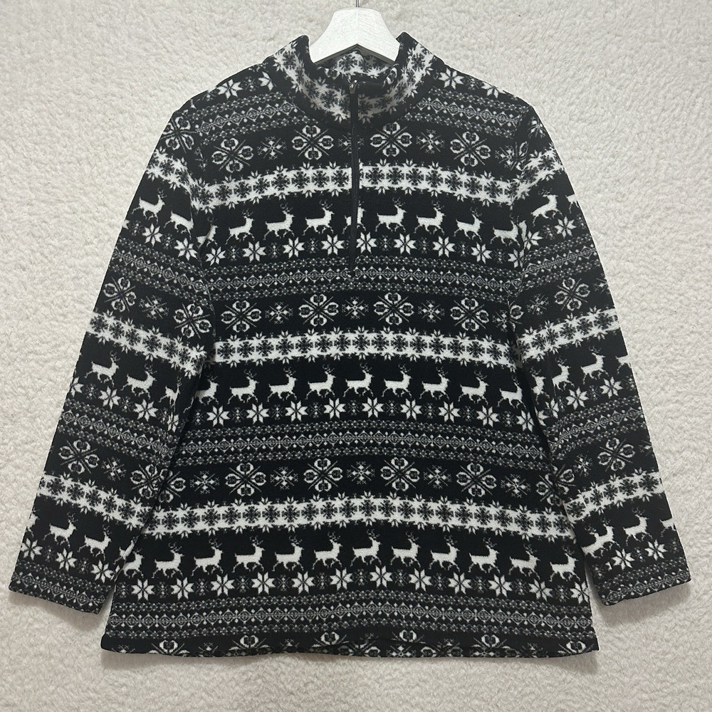 Talbots Plus Winter Fair Isle 1/4 Zip Mockneck Pullover Sweater Women's Size X